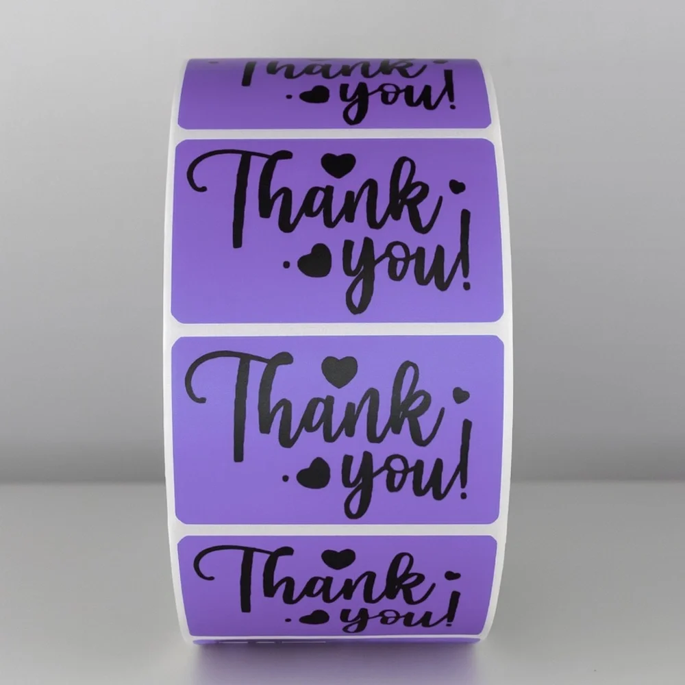 Thank You Stickers Purple Heart | Small Business Packaging Labels Cute